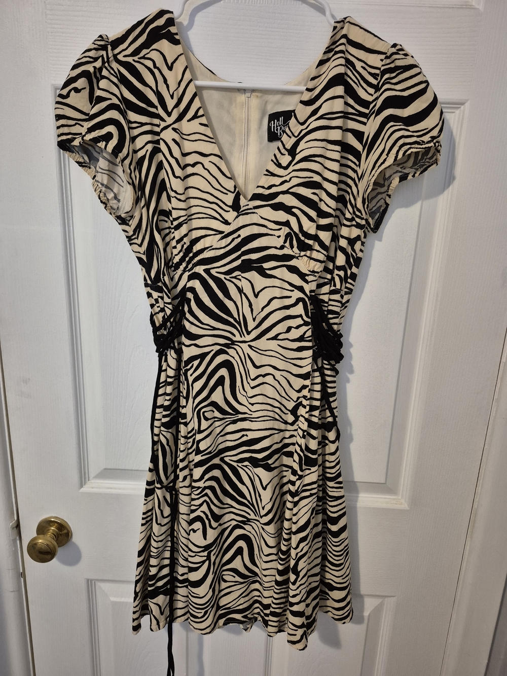 Hell Bunny Black & Cream Zebra Wrap Mini Dress